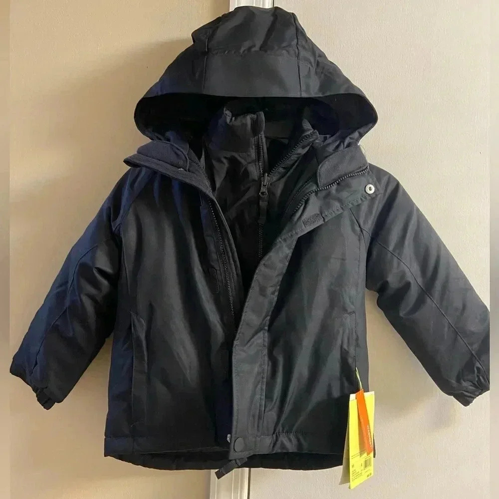 All In Motion Boys Black 2 in 1 Jacket Hooded XS NWT